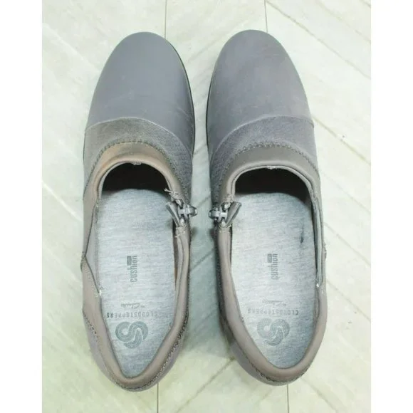 Clarks Cloudsteppers Caddell Denali Gray Leather Casual Slip On Shoes Size 8 M - Picture 7 of 9